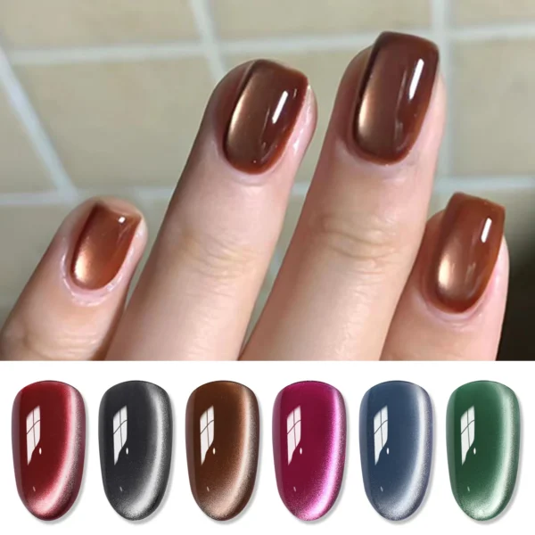 BORN PRETTY 6pcs/set Cat Magnetic Gel Nail Polish Set Kits Moonlight Shining Glitter Nude Pink Semi Permanent Soak Off UV Gel - Image 5