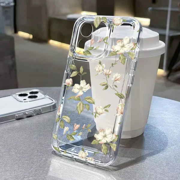Flower Phone Case For iPhone 16 Pro 13 15 11 12 14 17 Pro Max 16E XR 7 8 SE XS Shockproof Transparent Cover Silicone Soft Fundas - Image 4