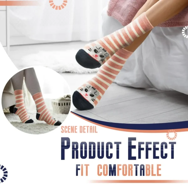 5 Pairs of Cute Cat Socks Women Cartoon Animal Crew Socks Fun Kitten Cotton Socks Gift Colorful Casual Sock Set - Image 6