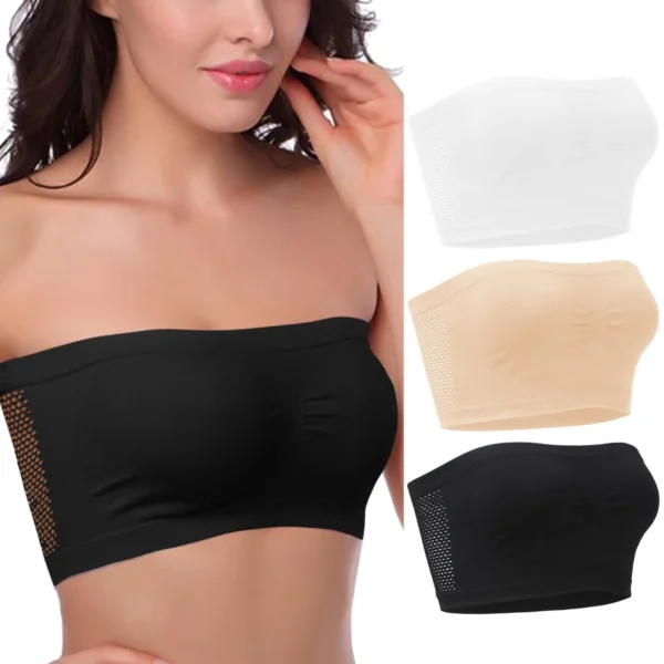 Women’s Strapless Seamless Tube Top Bra Anti-Slip Wireless Bandeau for Summer Outfit - Image 1