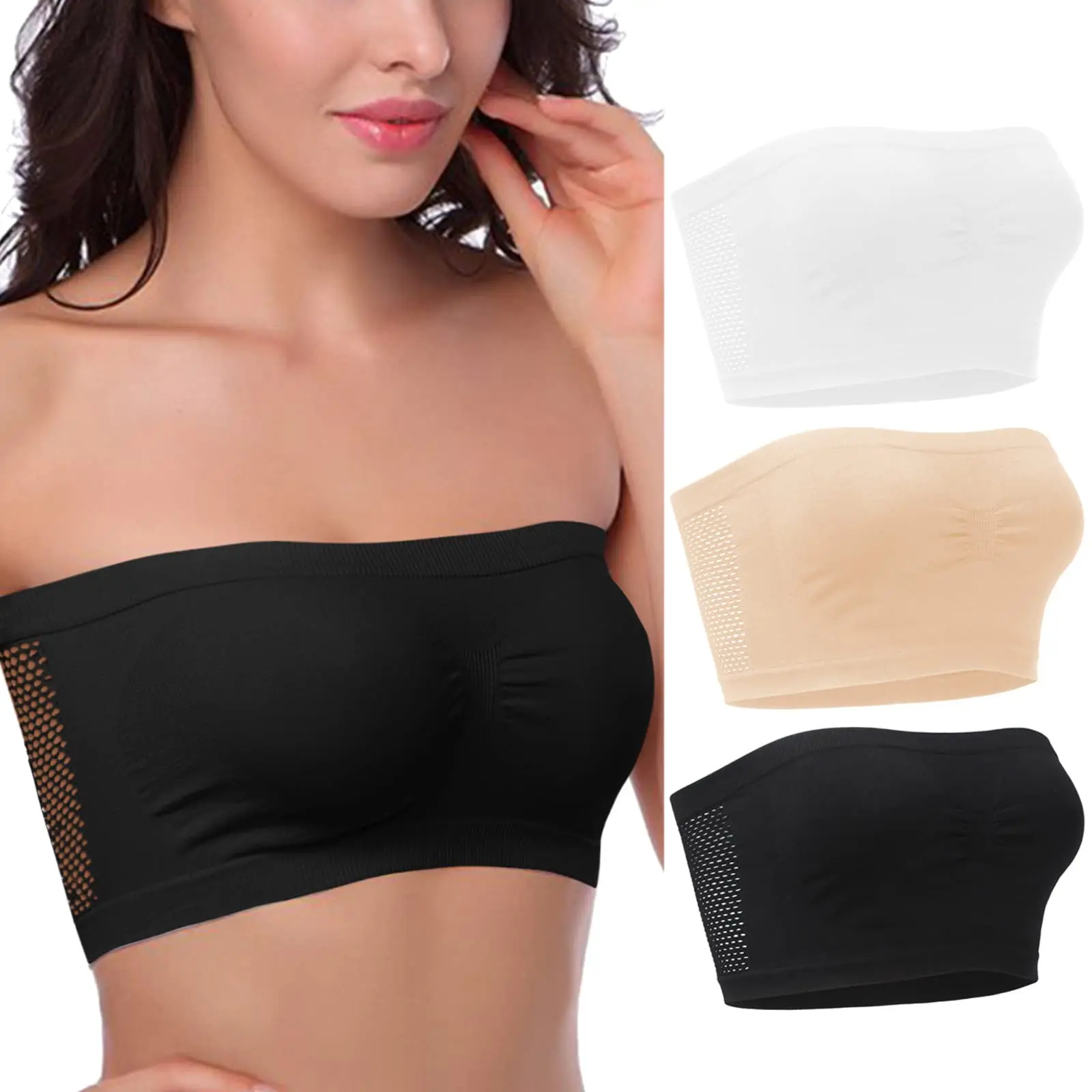 kf-S26584054ea884d3d8e15da32026cda6fn Women’s Strapless Seamless Tube Top Bra Anti-Slip Wireless Bandeau for Summer Outfit - Image 1