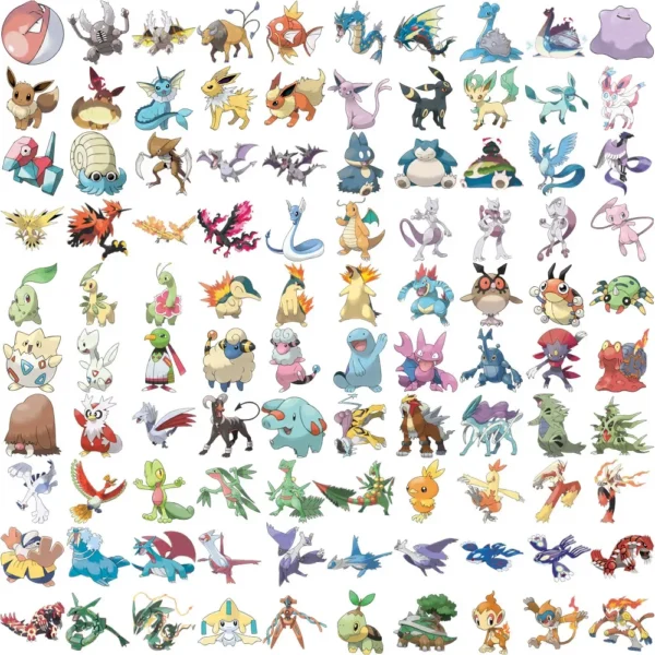 100/200Pcs Kawaii Pikachu Pokemon Stickers for Laptop Phone Suitcase Skateboard Guitar Cute Cartoon Stickers Kid Gift Toys - Image 5