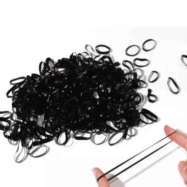 450pcs Black Small Disposable Hair Bands Girls Elastic Rubber Band Ponytail Holder Hair Accessories - Image 3