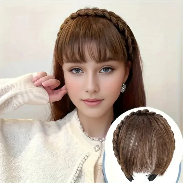 Synthetic New Hair Accessories With Bangs Braids Headband Hair Extension High Temperature Fiber Fake Hair for Women - Image 1