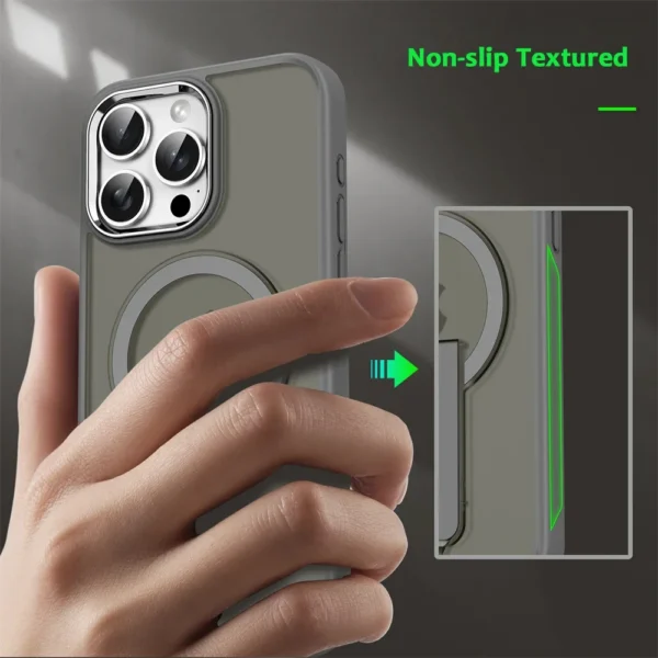 Luxury For Magsafe Folding Stand Magnetic Phone Case For iPhone 16 15 14 13 12 17 Pro Max Plus Matte Translucent Back Cover Caps - Image 4