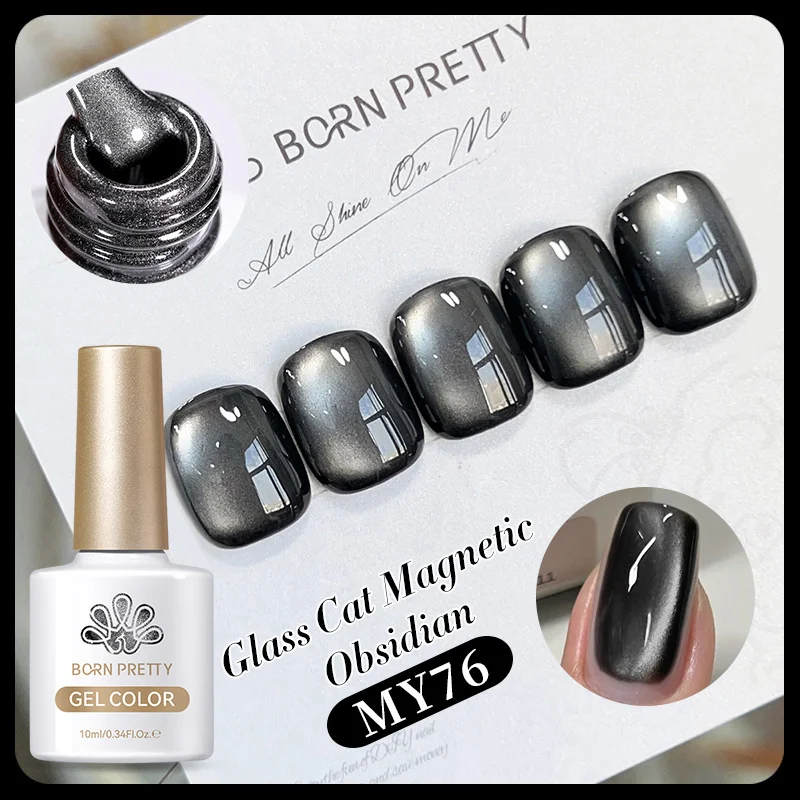kf-S29a1941c8f6047cebd99b256351c45dcV BORN PRETTY Black Gold Cat Magnetic Gel Nail Polish for Glass Nail Art Manicure Design Winter Nails 10ml Varnis Semi Permanent - Image 1