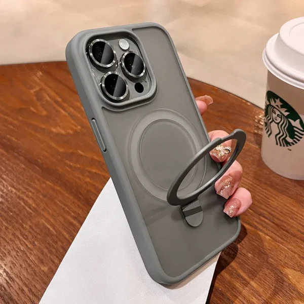 Luxury Magsafe Wireless Charging Case For iPhone 11 12 13 14 15 16 Pro Max Plus Magnetic Ring Bracket Camera Protection Cover - Image 2