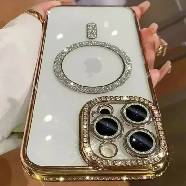 Soft Magnetic Diamond Phone Case For iPhone 11 12 13 14 15 16 17 Pro Max Plus Air Glitter Magsafe Bumper Back Cases Cover - Image 5
