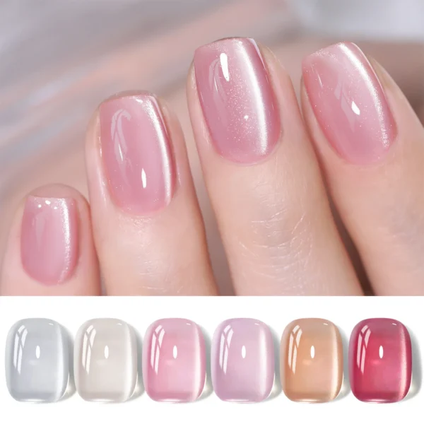 BORN PRETTY 6pcs/set Cat Magnetic Gel Nail Polish Set Kits Moonlight Shining Glitter Nude Pink Semi Permanent Soak Off UV Gel - Image 4