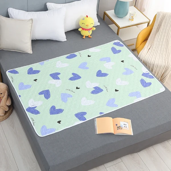 80x120cm 4 Layer Cartoon Dino Heart Diapering Mat Waterproof Washable Changing Pads for Night and Menstrual Protection Baby Care - Image 4