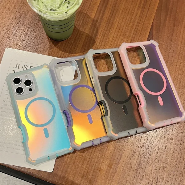 Luxury Magsafe Laser Dazzling Armor Phone Case For iPhone 16 Pro Max 15 Plus 14 13 Wireless Charging Dual Layer Protection Cover - Image 6