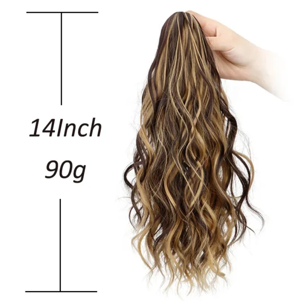Synthetic Short Water Wave Curly Claw Clip-in Ponytail Hair Extension Black Blonde Hairpiece for Women Fashion Hair Accessories - Image 3