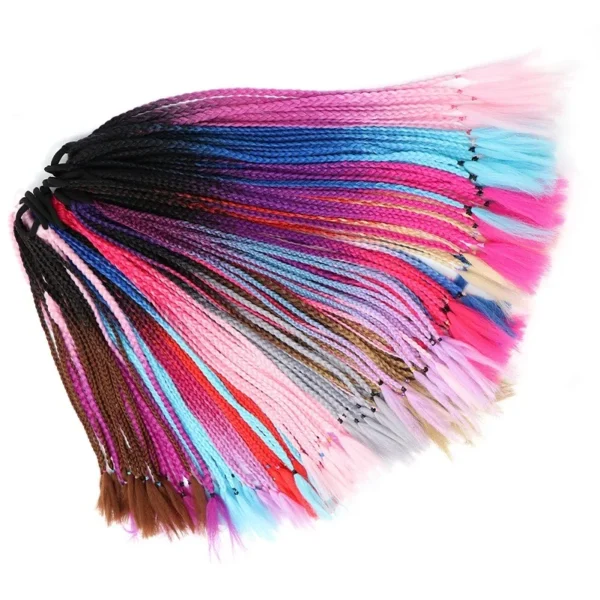 24Inch Synthetic Gradient Colored Braided Ponytail Hair Extension Elastic Rubber Band Braiding Ponytail for Girl Women - Image 4