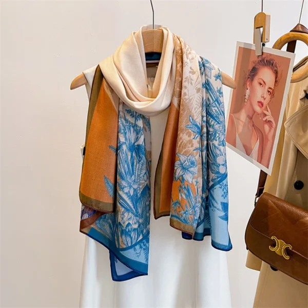 Luxury Wool and Silk Scarves Winter Warm Design Shawl Elegant Scarf Women Wrap Hijab Pashmina Bufanda Female Long Foulard 2025 - Image 6