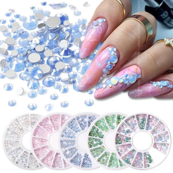 BORN PRETTY Opal Nail Rhinestones Crystal Gems Nail Beads Mixed Color Pink 3D Nail Decoration In Wheel DIY Nail Art Decorations - Image 6