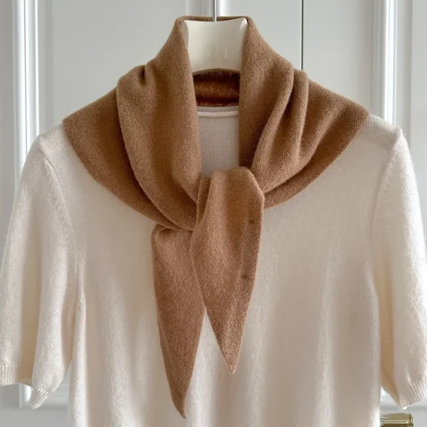 100% Wool Winter Scarf For Women Warm Triangle Knit Scarves Hijab Solid Lady Shawl Wrap Female Pashmina Bandana Head Scarfs New - Image 3