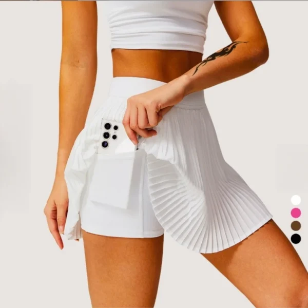 Women's fashion 2-in-1 golf tennis skirt pleated fitness suit with inner pocket, women's sexy style - Image 1