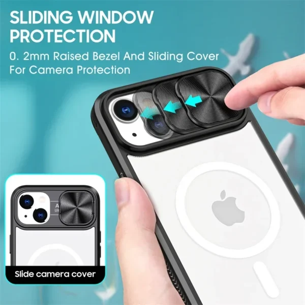 Slide Camera Lens Acrylic For Magsafe Magnetic Wireless Charging Case For iPhone 16 15 14 Plus 13 12 11 Pro Max XR X S 7 8 Cover - Image 3