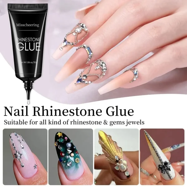 Nail Rhinestone Glue Gel for Decoration Nails 30ml Super Strong Adhesive Gel DIY 3D Nail Crystals Gem Jewels Glitter - Image 4
