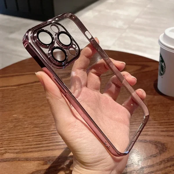 Luxury Transparent Glitter Phone Case For iPhone 11 12 13 14 15 16 Pro Max Plus Electroplated Bumper Clear Shockproof Cover - Image 6