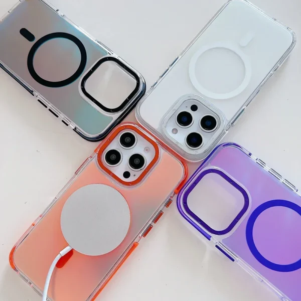 Stylish Metal Lens Magnetic Phone Case for IPhone 17 16 15 14 13 12 11 Pro Max Plus MagSafe Wireless Gradual Change Color Cover - Image 6