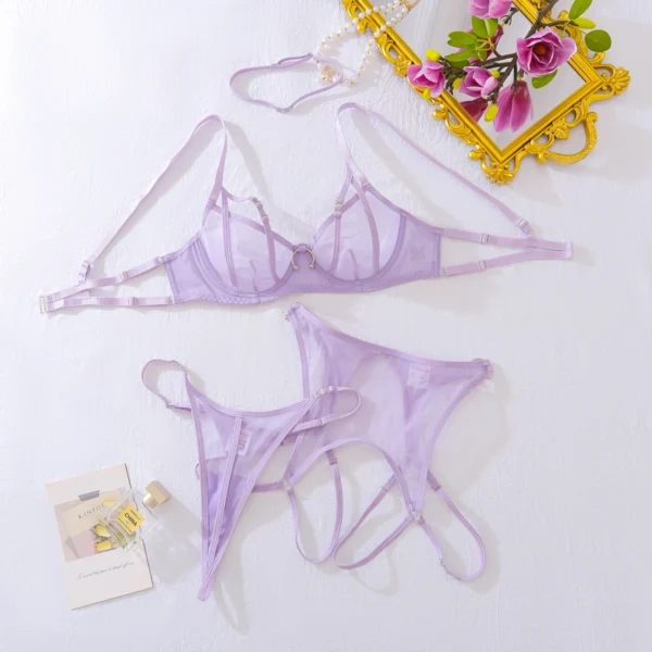 Ellolace Sensual Lingerie Bilizna Set Transparent Push Up Bra Hot Sexy Onlyfans Outfits Lavender Ensemble Brazilian Underwear - Image 6