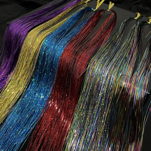 Synthetic Sparkle Hair Tinsel Multi-color Colors 36 Inch Glitter Fairy Hair Accessories Perfect For Women Daily Party - Image 4