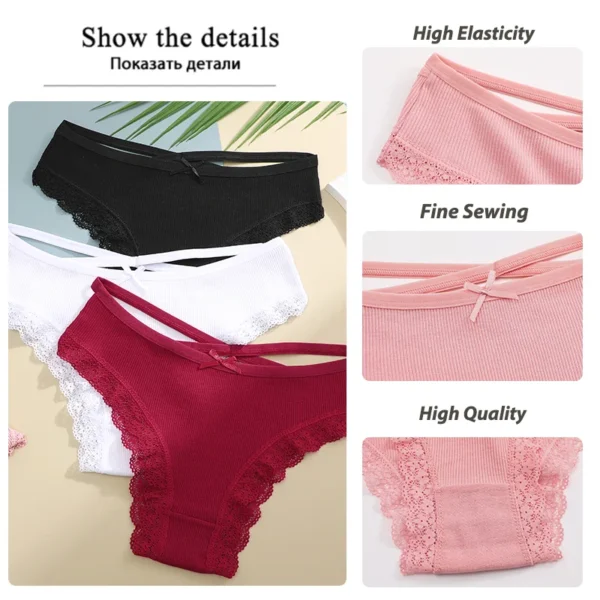 4PCS Women's Cotton Briefs Sexy Female Underpants Elasticity Comfortable Underwear Panties Lingerie S-XL Solid Color Intimate - Image 4