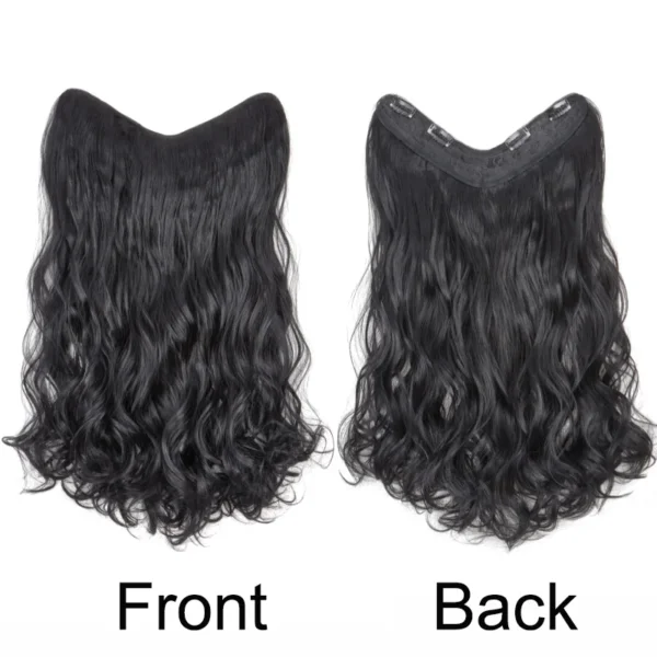 20Inch Synthetic Long Wavy Curly 4 Clip in Hair Extension V-shaped Heat Resistant Black Blonde Hairpiece for Women - Image 4