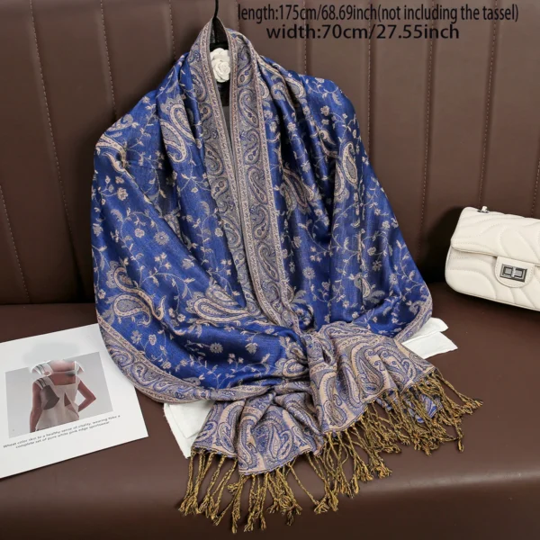 Luxury Brand Autumn Cashmere Pashmina Shawl Lady Wrap Warm Winter Scarves Design Print Female Foulard Cotton Stoles Scarf 2023 - Image 1