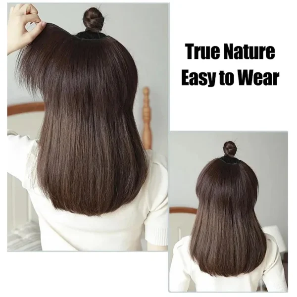 20/30cm Synthetic Short Straight Internal Buckle V-shaped Half Head 4Clips Hair Extension Invisible Hairpiece for Women - Image 6