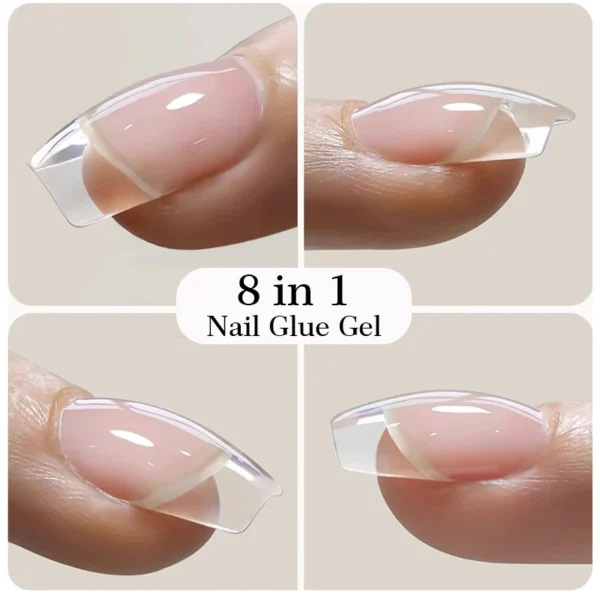 BORN PRETTY 10ML 8-in-1 Clear Glue Gel for Nail Apex and Extension Strengthener Nail Glue Gel Hard Gel Base Rhinestone Nail Gel - Image 3