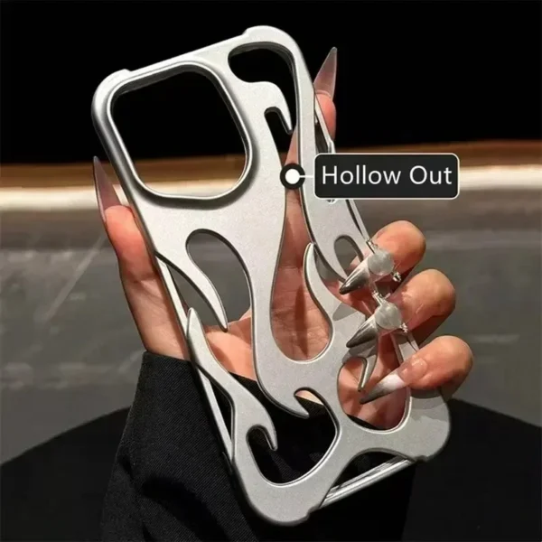 Luxury Matte Hollow Out Flame Phone Case For iPhone 16 17 15 14 13 11 12 Pro Max Plus Air Soft Dissipate Heat Bumper Back Cover - Image 6