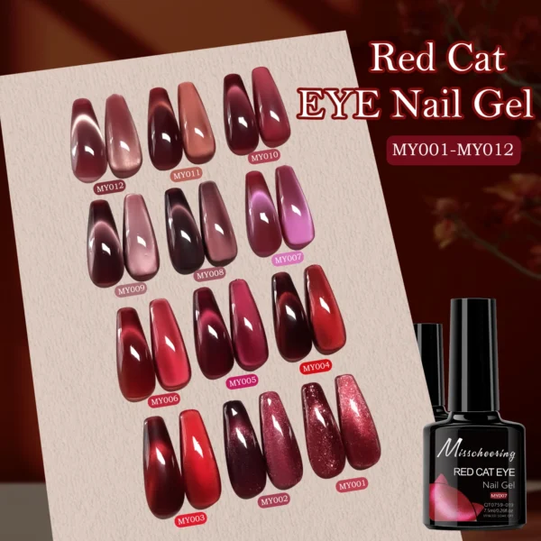 7.5ml Red Ruby Cat Eye Magnetic Gel Nail Polish For Nails Toes DIY Sparking Glass Varnis Semi Permanent Soak Off UV LED Gel - Image 2