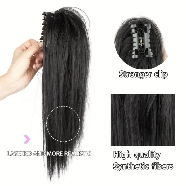14Inch Synthetic Claw Clip Ponytail Hair Extension Waterfall Short Straight Ponytail Black Brown Heat Resistant Hair Accessories - Image 4