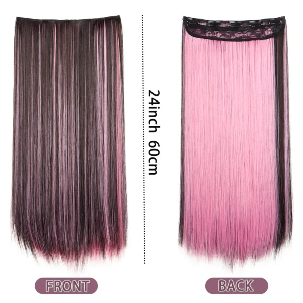 Synthetic Long Straight One Piece With 5 Clip In Hair Extensions for Women Rainbow Color Hair Accessories Halloween - Image 2