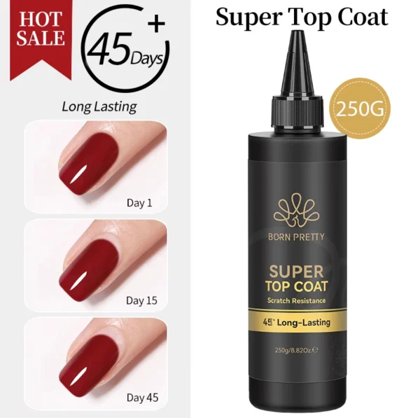 BORN PRETTY 100g 250g Super Top Coat Big Volume Ultra-high Brightness Good Scratch Resistance 45+ Days Long Lasting Top Coat Gel - Image 2