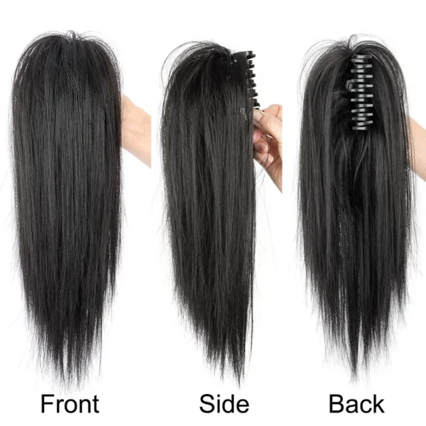 14Inch Synthetic Claw Clip Ponytail Hair Extension Waterfall Short Straight Ponytail Black Brown Heat Resistant Hair Accessories - Image 2