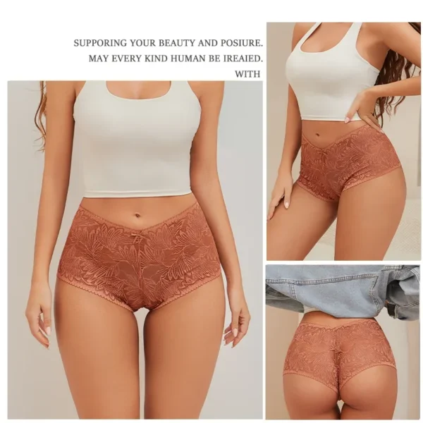 3Pcs Women's Seamless Lace Briefs Women Plus SizePanties Solid Color Breathable Underwear Female Low Waist Soft Lingerie S-XL - Image 4