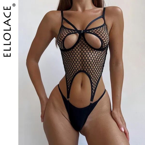 kf-S3d80f86256a04eb5ae486c3f4c2d4111w Ellolace Fishnet Erotic Lingerie Ultra Sexy Crotchless Daring Erotic Costume Mesh Transparent Bra Onlyfans Outfits Uncensored - Image 1