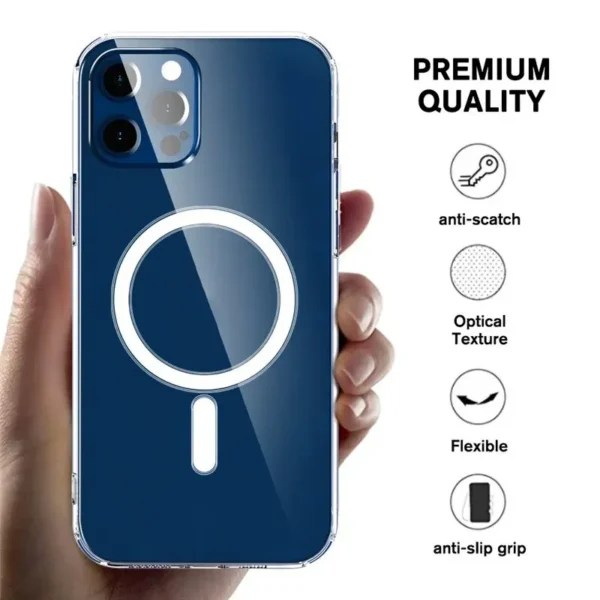 Clear Magnetic Circle Magsafing Phone Case For iPhone 15 14 13 12 11 Pro Max mini XS XR 7 8 Plus iPhone Magnetic Macsafe Cases - Image 2