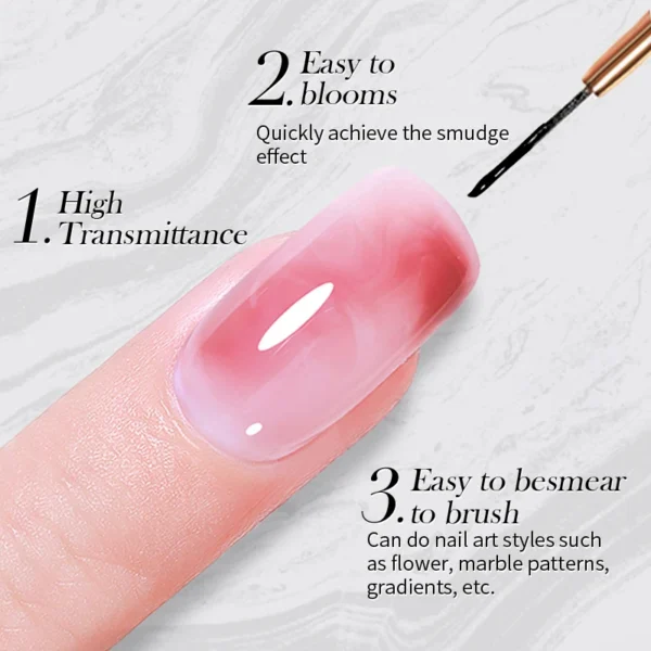 BORN PRETTY 10ml Clear Watercolor Gel Nail Polish for Spreading Effect Marble Flower Gel Paint Varnish Soak Off UV Top Base Gel - Image 5