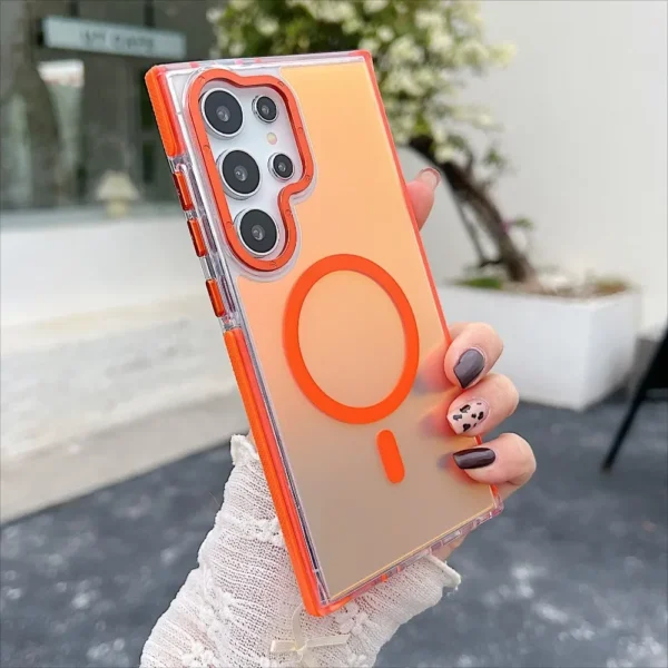 Metal Lens MagSafe Phone Case For Samsung Galaxy S25 S24 Ultra S23 Plus S22 S21 A53 A54 A55 Wireless Charging Discolour Cover - Image 2