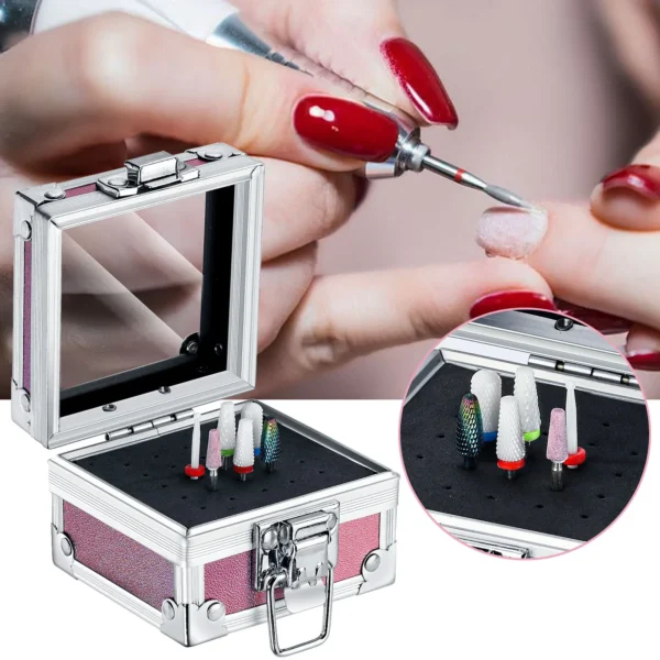 1pc Professional Nail Drill Bit Holder with 25 Holes - Aluminum Display Storage Box Container for Acrylic Nail Art Tools - Image 5