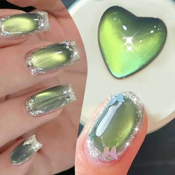 BORN PRETTY 10ml Green Summer Colored Cat Magnetic Gel Nail Polish Auroras Glitter Shine Soak Off UV Nail Art Syrup Varnish - Image 4