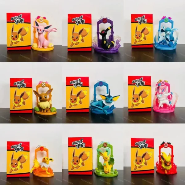 9pcs/Set Pokemon Eeveelution Figure Set Eevee Sylveon Espeon Glaceon Leafeon Box Anime Figure Toy Children's Birthday Gift - Image 2