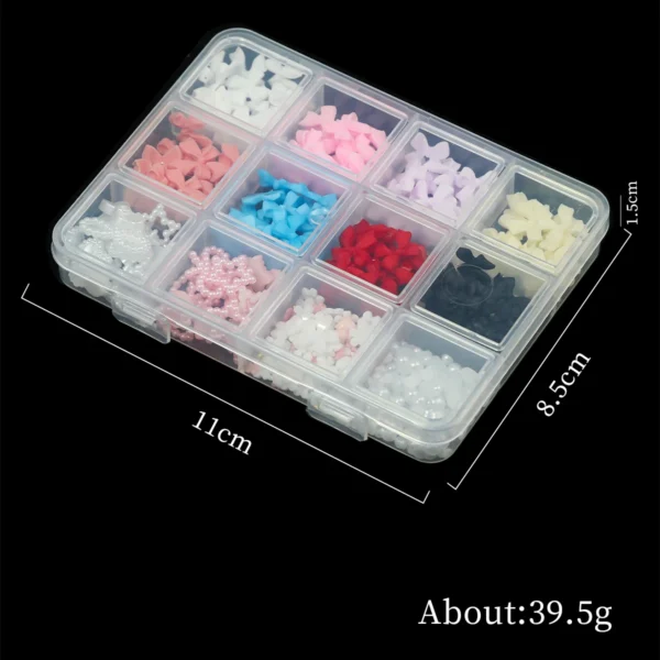 12Grids/box Mixed Resin Bowknot Nail Art Decorations 3D Acrylic Charms Kawaii Colorful Bow Rhinestone DIY Manicure Tools Parts - Image 6