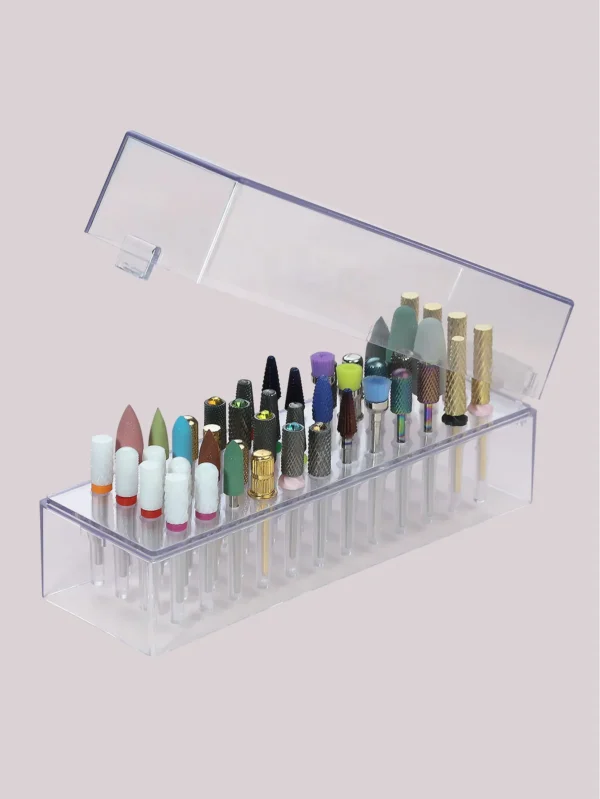 Transparent 48holes Nail Drill Bits Storage Box Empty Clear Box Nail Drill Display Stand Manicure Accessoy Tools - Image 3