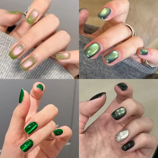 BORN PRETTY 10ml Green Summer Colored Cat Magnetic Gel Nail Polish Auroras Glitter Shine Soak Off UV Nail Art Syrup Varnish - Image 5