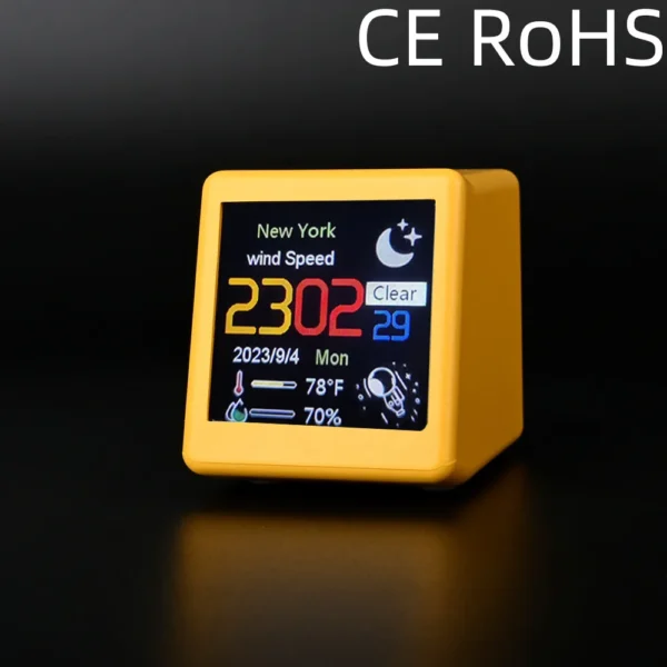 Small Portable Smart Wifi Weather Station Display Weather Temperature Humidity Time Alarm Clock Desktop Decoration - Image 3